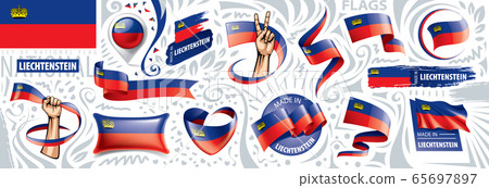Vector set of the national flag of Liechtenstein in various creative designs Vector set of the national flag of Liechtenstein in various creative designs 65697897