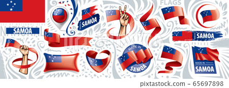 Vector set of the national flag of Samoa in various creative designs Vector set of the national flag of Samoa in various creative designs 65697898