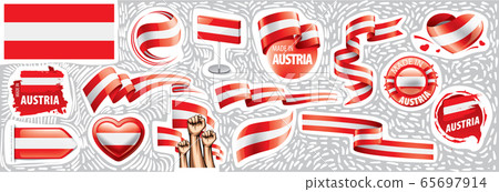 Vector set of the national flag of Austria in various creative designs Vector set of the national flag of Austria in various creative designs 65697914