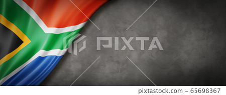 South African flag on concrete wall banner - Stock Illustration ...