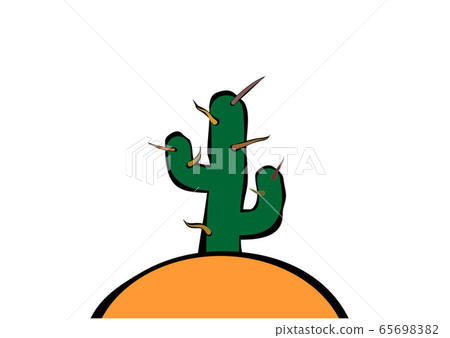 Sunset and cactus with many thorns over it 65698382