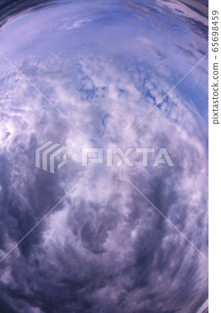 Natural sky composition. Sunny vast blue sky abstract background. Beautiful cloudscape, view over white fluffy clouds. Freedom concept, on the heaven. Element of design. 65698459