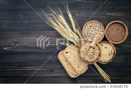 Various natural organic cereal and whole grains 65698576