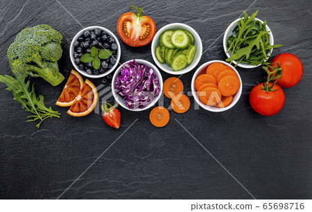 Colourful ingredients for healthy smoothies and Colourful ingredients for healthy smoothies and 65698716