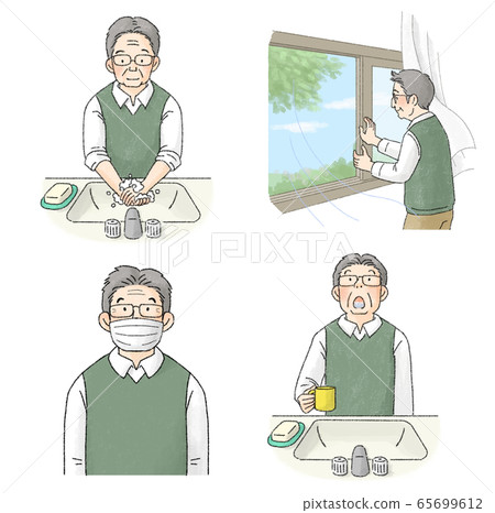 Infection prevention gargle, hand washing, ventilation, mask set (senior male) 65699612
