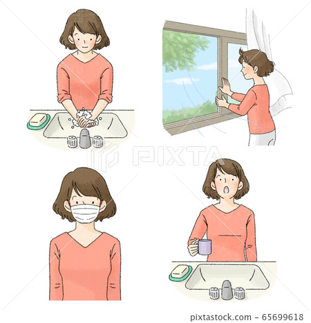 Infection prevention gargle, hand washing, ventilation, mask set (female) Infection prevention gargle, hand washing, ventilation, mask set (female) 65699618
