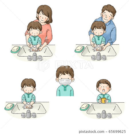 防感染漱口水，洗手，通風，面罩組（父母/兒童/嬰兒/男孩） 65699625