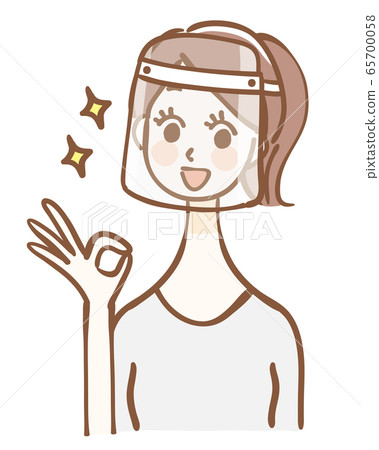 Female face shield OK sign Female face shield OK sign 65700058
