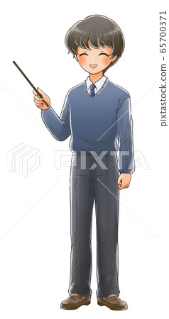 Illustration 2 of a smiling student with an indicator stick Illustration 2 of a smiling student with an indicator stick 65700371