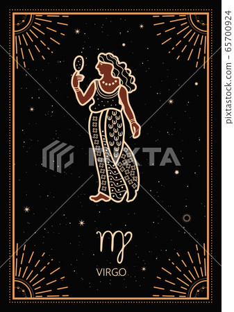 Zodiac Signs Cards. Zodiac background. Constellation Virgo. Antique style. Zodiac Signs Cards. Zodiac background. Constellation Virgo. Antique style. 65700924