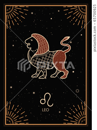 Zodiac Signs Cards. Zodiac background. Constellation Leo. Antique style. 65700925