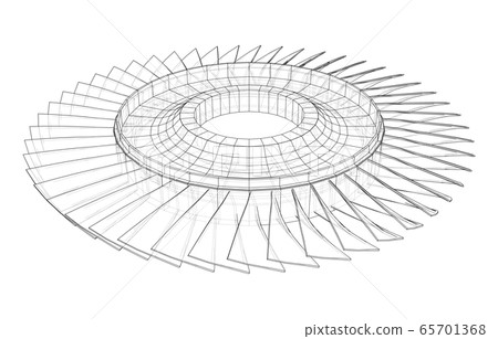 Turbine wheel concept outline. Vector 65701368