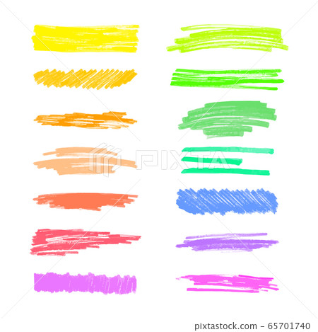 Set of colorful marker scribble lines and stains realistic style Set of colorful marker scribble lines and stains realistic style 65701740