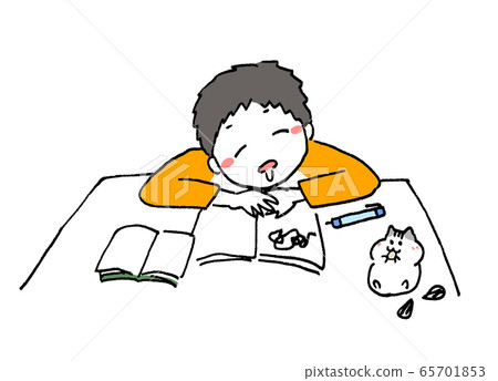 一個學習時困了的男孩 65701853