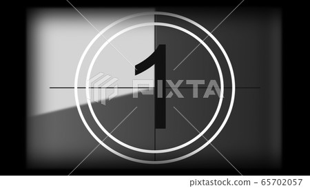 3D rendering of a monochrome universal countdown film leader. Countdown clock from 10 to 0 65702057