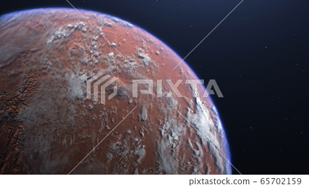 3D rendering of the process of terraforming Mars as a result of humanity colonization of the red planet 65702159