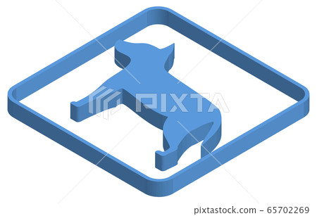 Blue isometric illustration of pets allowed 65702269