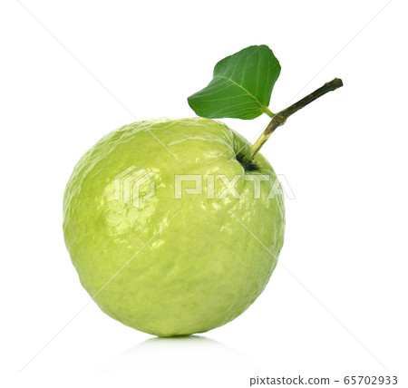Guava and green leaf on white background Guava and green leaf on white background 65702933
