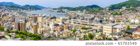 Tateyama district to Nagasaki cityscape panorama [Nagasaki city] 65703549