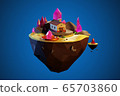 house on island. 3D garfika. Night imaginary rock 65703860