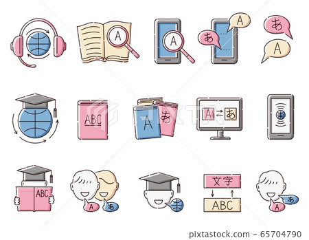 Translation and foreign language learning icons set vector illustration isolated. 65704790