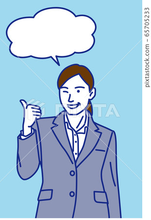 Business woman, thumbs up, speech bubble 65705233