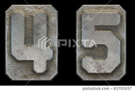 Set of numbers 4, 5 made of industrial metal on black background 3d Set of numbers 4, 5 made of industrial metal on black background 3d 65705837
