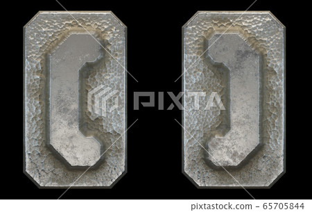 Set of symbols left and right square parentheses made of industrial metal on black background 3d Set of symbols left and right square parentheses made of industrial metal on black background 3d 65705844