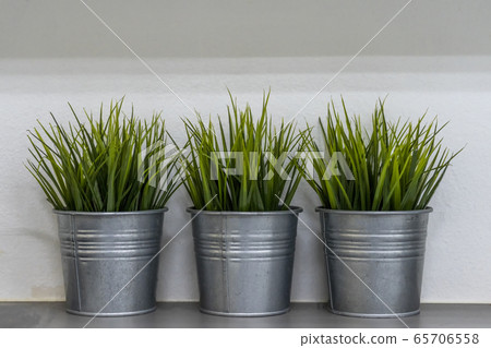 Zinc plant pot with artificial trees decorate the Zinc plant pot with artificial trees decorate the 65706558
