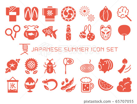 日本夏季圖標素材集 65707055