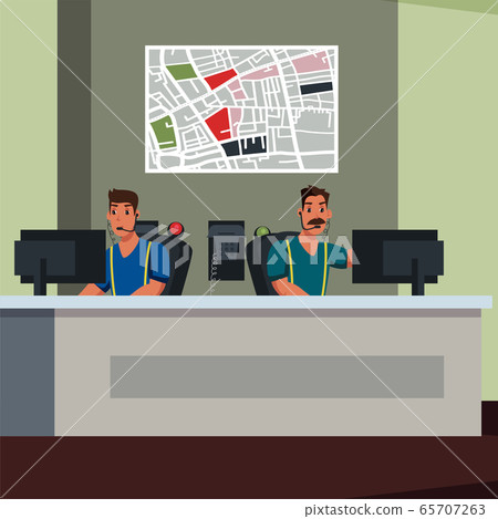 Emergency service operators flat illustration 65707263