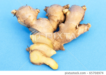Picture of Ginger isolated on a blue background Picture of Ginger isolated on a blue background 65708974