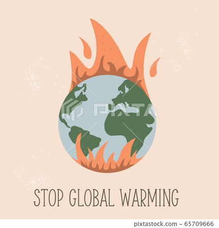 Eco poster with globe in flame. Global warming Eco poster with globe in flame. Global warming 65709666
