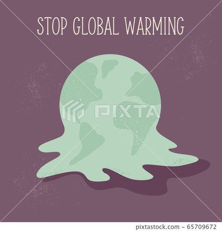 Eco poster STOP GLOBAL WARMING with melting globe 65709672