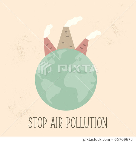 Stop Air Pollution concept poster with globe and 65709673