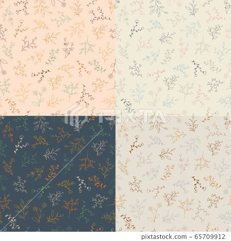 Seamless pattern with hand drawn flowers,... - Stock Illustration ...