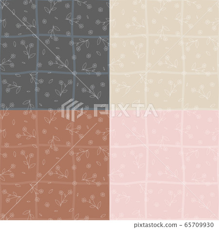 Seamless pattern with hand drawn flowers,... - Stock Illustration ...