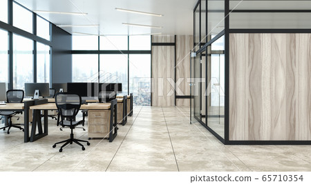 The Modern Open Space Office Interior With Stock Illustration