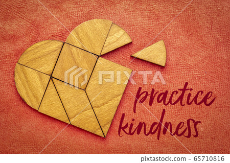 Practice kindness reminder with a heart tangram Practice kindness reminder with a heart tangram 65710816