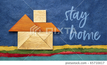 stay home concept with tangram house and abstract stay home concept with tangram house and abstract 65710817