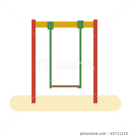 Kids playground element swing. Front view. Vector 65711210