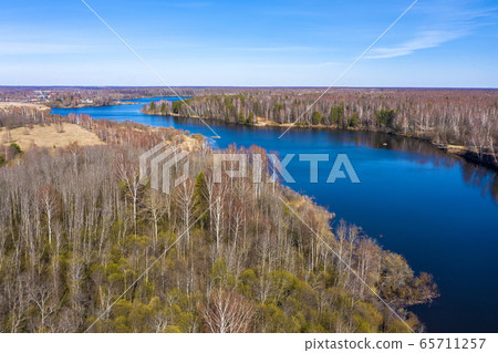 View from the drone of the Uvodsky reservoir on a View from the drone of the Uvodsky reservoir on a 65711257