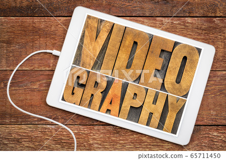 videography word abstract in wood type 65711450