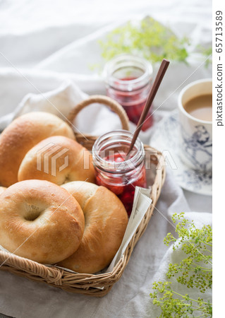 Strawberry jam and bagels Strawberry jam and bagels 65713589