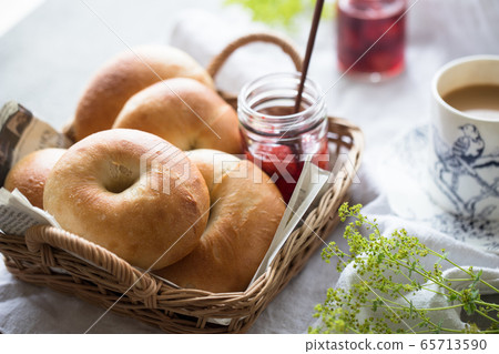 Strawberry jam and bagels Strawberry jam and bagels 65713590