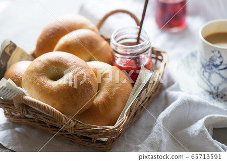 Strawberry jam and bagels Strawberry jam and bagels 65713591