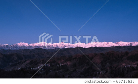 Early winter Northern Alps seen from Shinagawa and Ogawa village (before dawn) Early winter Northern Alps seen from Shinagawa and Ogawa village (before dawn) 65715633