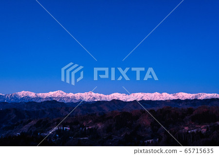 Early winter Northern Alps seen from Shinagawa and Ogawa village (before dawn) Early winter Northern Alps seen from Shinagawa and Ogawa village (before dawn) 65715635