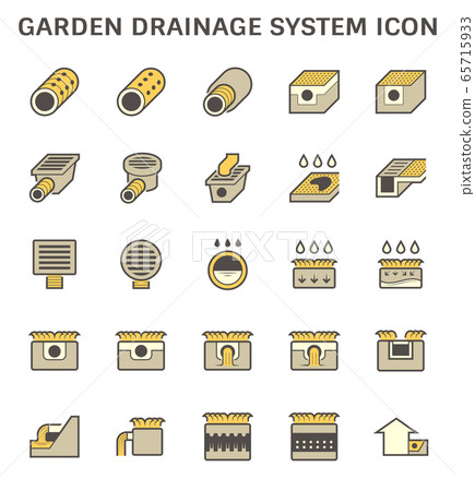 Garden drainage system and pipe vector icon set 65715933