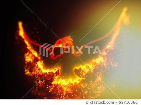 Abstract firebird fluttering in the dark 65716366
